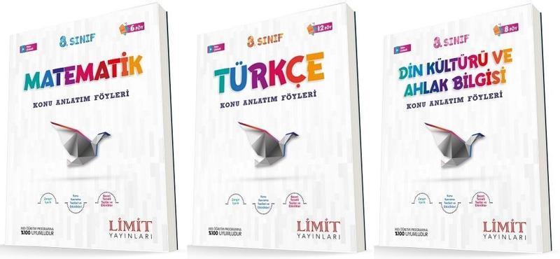 Limit 8. Sınıf Matematik + Türkçe + Din Konu Föyleri Seti 3 Kitap 2023