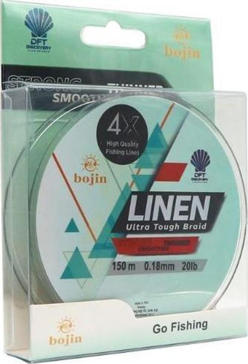 Bojin 4X Linen İp Misina 150 m Yeşil 0,14 mm.