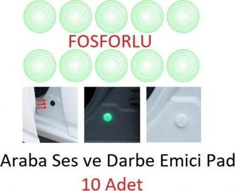 Oto Kapı Çarpma Önleyici Fosforlu Araba Kapı Kaput Bagaj Koruyucu 10'LU Ped Fosforlu Ses Darbe Emici Conta 