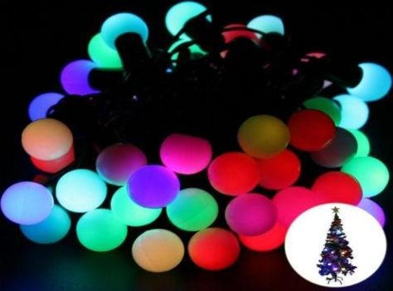 5 Metre 28 Led Fişli RGB Mini Top Led Siyah Kablo