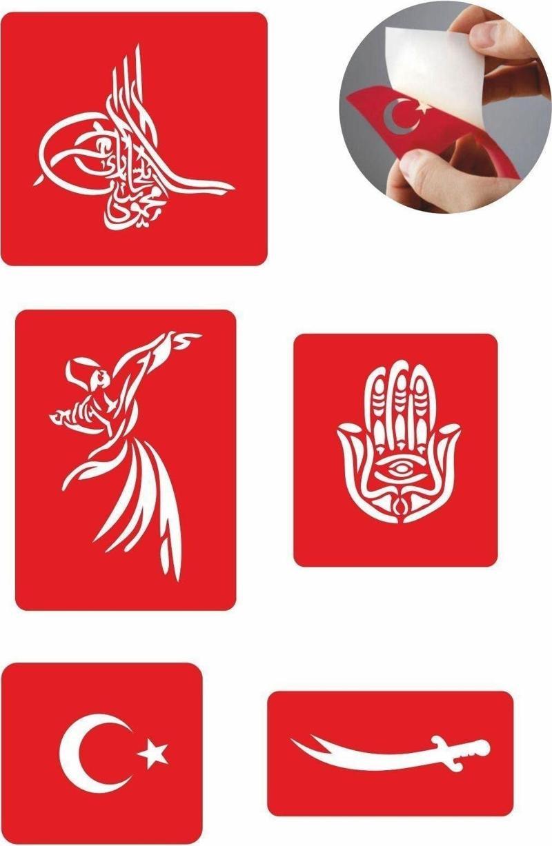 Osmanlı Evrensel Motifler 5 Adet Geçici Dövme Kına Şablonu
