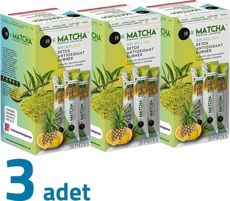 Premium Japanese Bromelain Ananaslı Limonlu Matcha Çayı 20x8GR X 3Adet