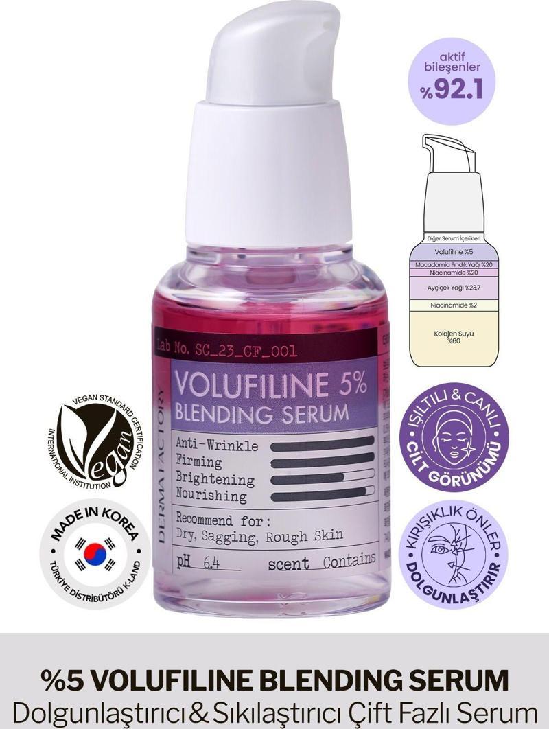 %5 Volufiline İçeren Dolgunlaştırıcı, Sıkılaştırıcı Çift Fazlı Serum Derma Factory Blendin Serum