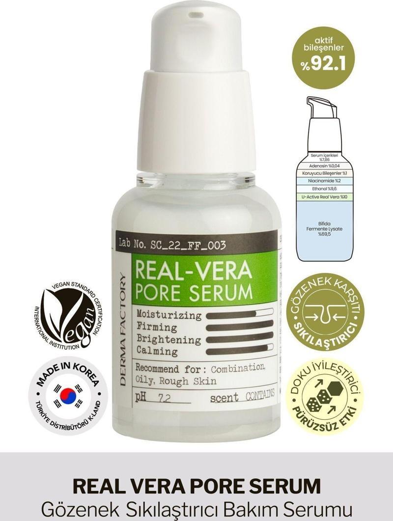 Gözenek Sıkılaştırıcı Bakım Serumu Derma Factory Real Vera Pore Serum 30ml