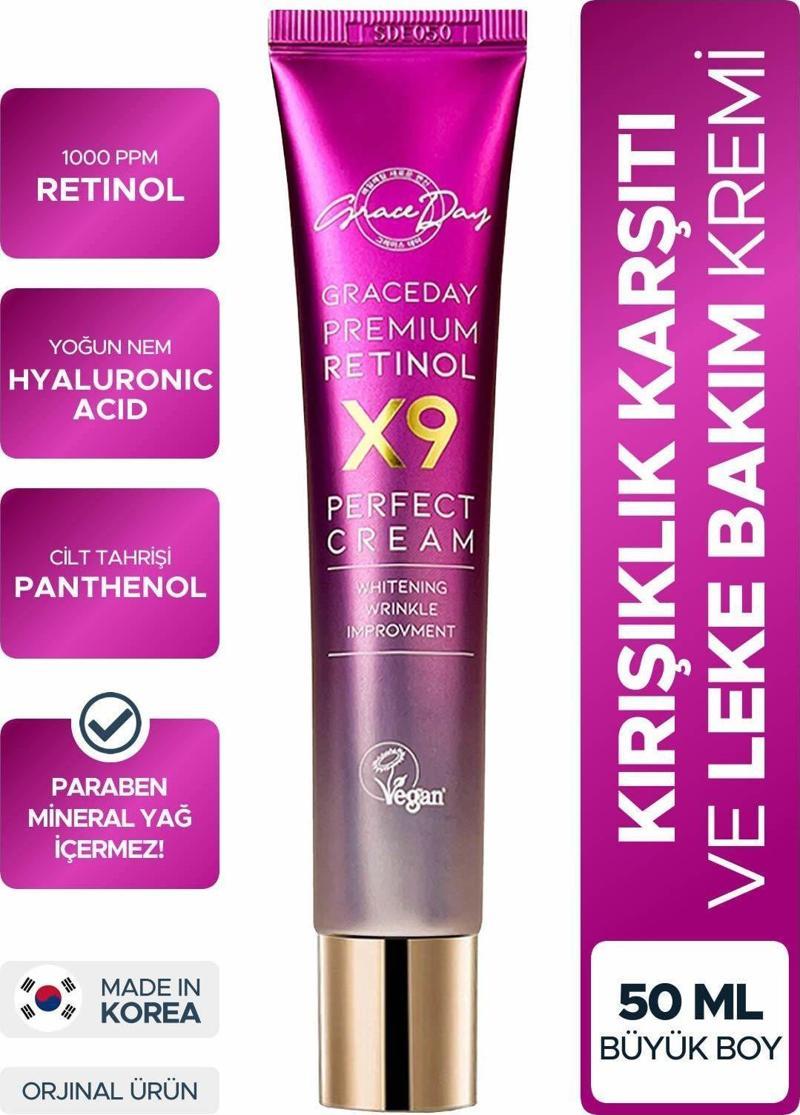 Leke Ve Kırışıklık Karşıtı, Aydınlatıcı Ve Nemlendirici Premium Retinol X9 Perfect Cream