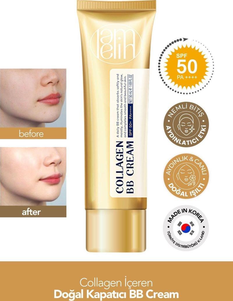 Kolajen İçeren Doğal Kapatıcılık Sağlayan Nemlendirici SPF 50 + PA ++++ Lamelin Collagen BB Cream