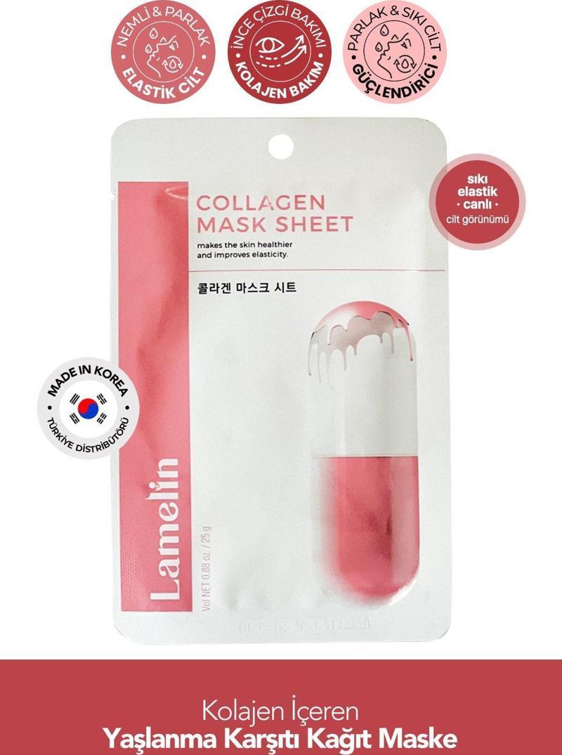 Kolajen İçeren Yaşlanma Karşıtı Kağıt Maske Lamelin Collagen Mask