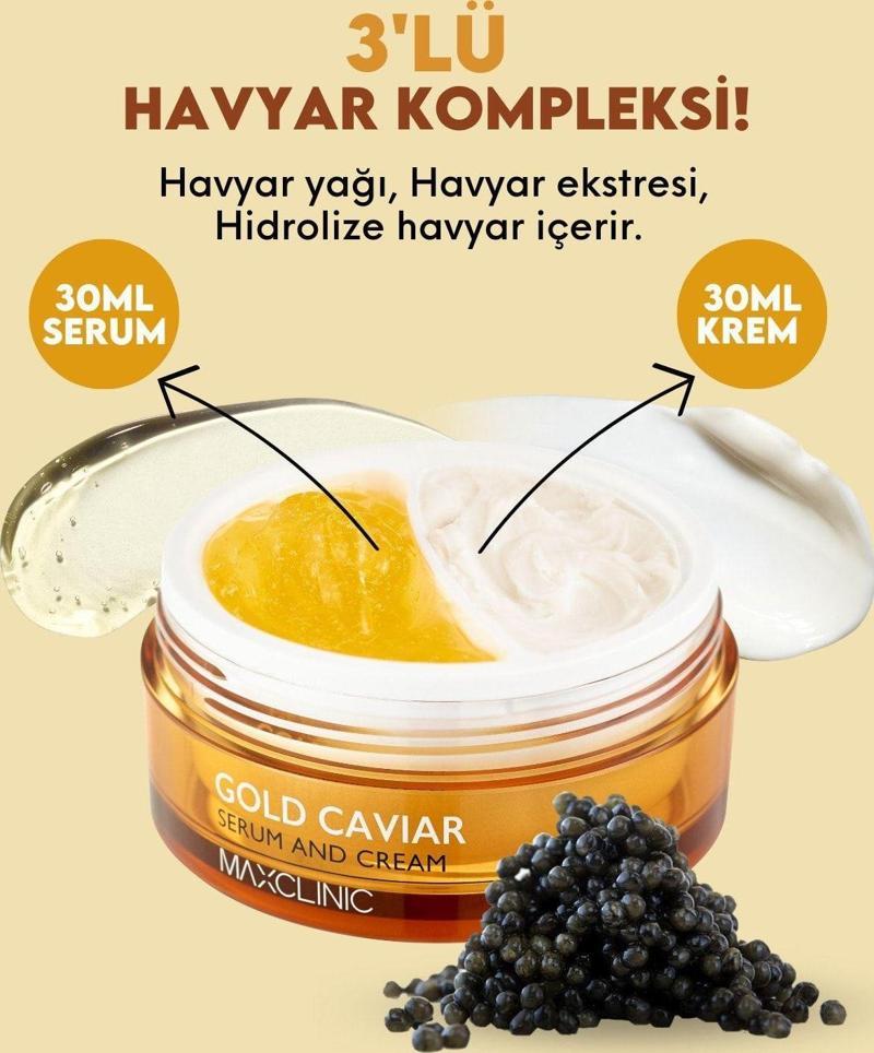 Altın, Havyar İçeren 2’li Serum ve Krem MAXCLINIC Gold Caviar Serum And Cream