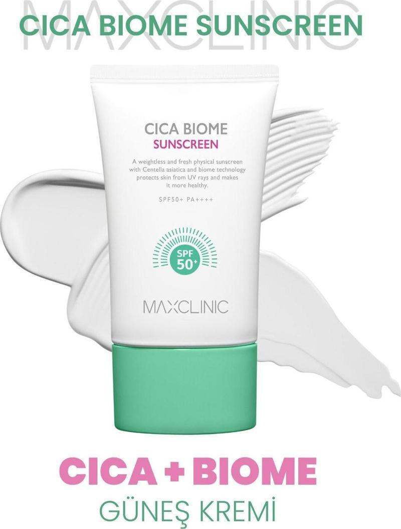 Cica Biome Kompleksi İçeren Yatıştırıcı Güneş Koruyucu MAXCLINIC Cica Biome Sunscreen SPF50+ PA++++