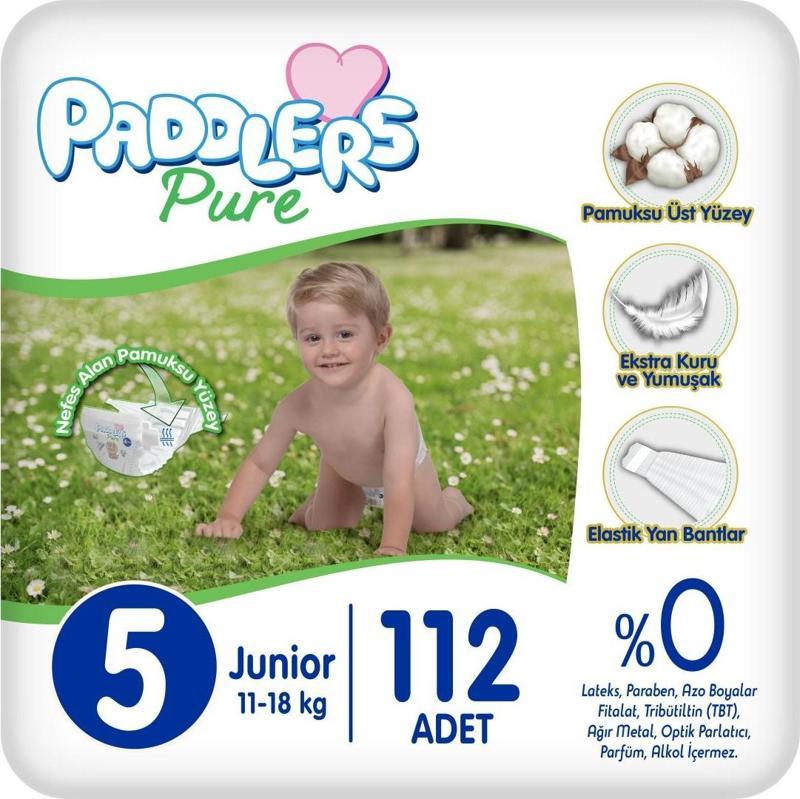 Pure Bebek Bezi 5 Numara Junior 112 Adet (11-18 Kg) Ekstra Aylık Paket