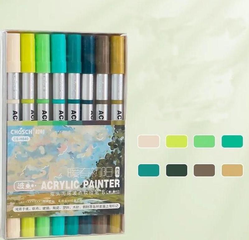 Çift Taraflı Akrilik Marker Kalemi 8'li Paket CS-H840