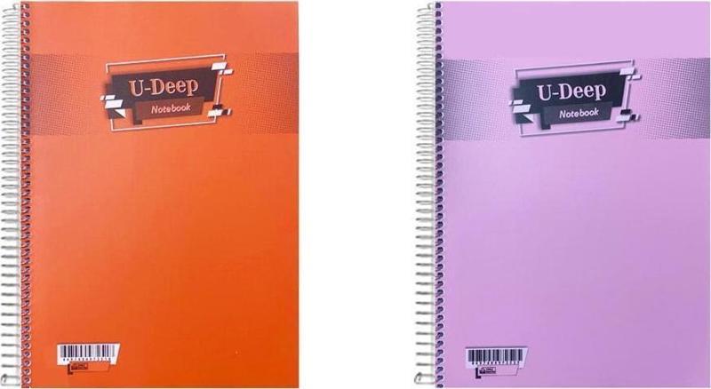 U-DEEP A4 Spiralli Defter Pp. Kapak 120 Yp. 1 Kareli + 1 Çizgili