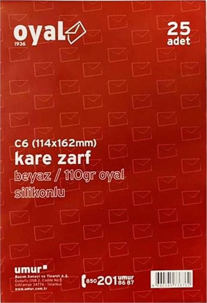 Kare Zarf Beyaz 110 Gr. 25'li  ( 114 X 162Mm )