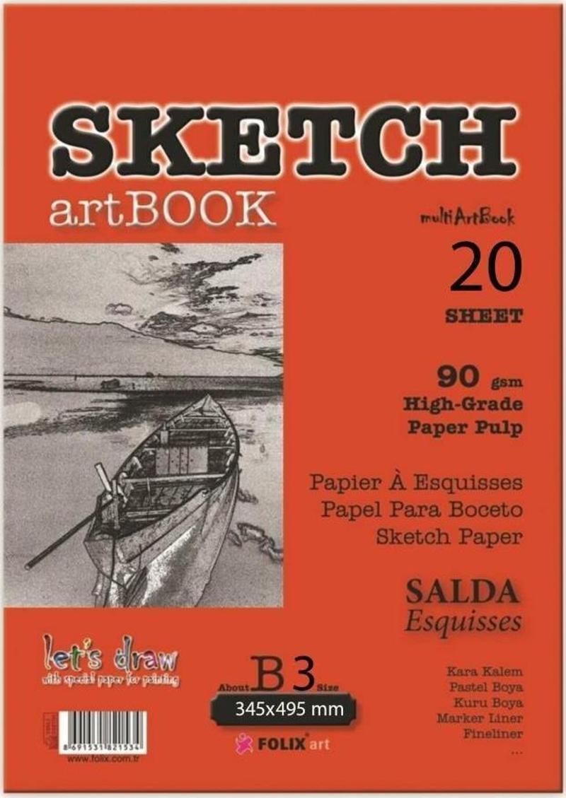 Salda 34.5 x 49.5 Sketch Tutkallı Bloknot 20 Yaprak