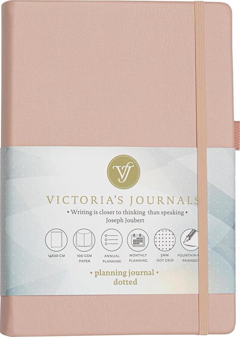 Victoria's Journals Sert Kapak Planlayıcı Noktalı Defter, 14x20 cm -Pembe