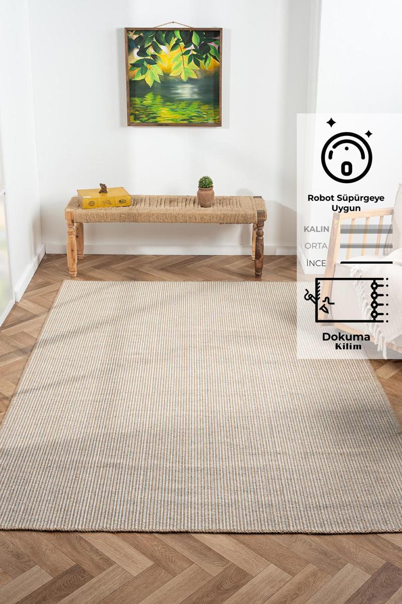 Friolero 2573 Naturel Jüt Halı Modern Örme Kilim