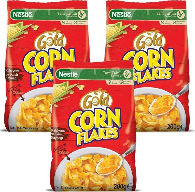 Gold Corn Flakes Tam Tahıllı Mısır Gevreği 200 Gr x 3 Adet