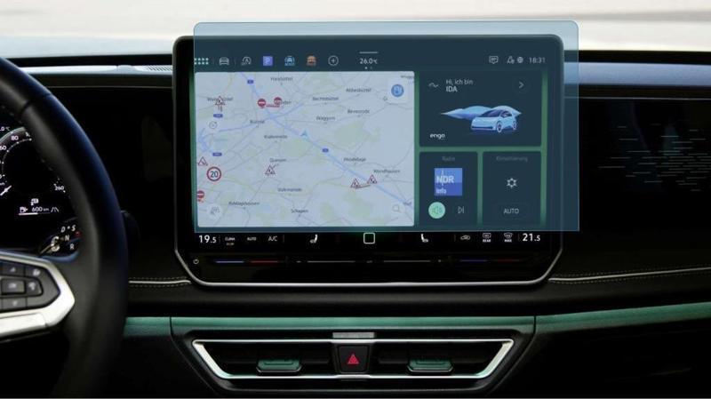 Volkswagen Tiguan 12.9 inç Multimedya Ekran Koruyucu Şeffaf