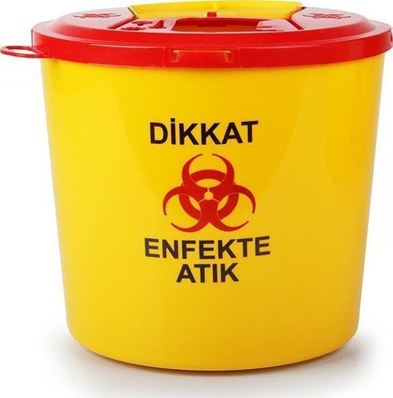 Tıbbi Atık Plastik Çöp Kovası 10 lt