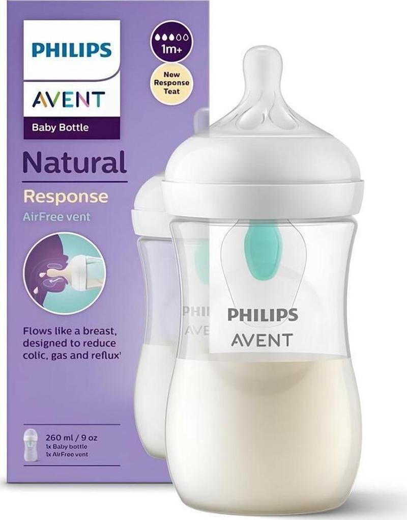 Natural Response Doğal Tepkili Airfree Antikolik Valfli Pp Biberon, 260Ml, 1 Ay - Cam Değildir