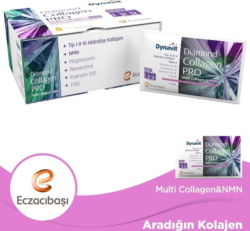 Diamond Collagen PRO Tip I-II-III Hidrolize Multi Collagen&NMN Ananas Aromalı 30 Saşe