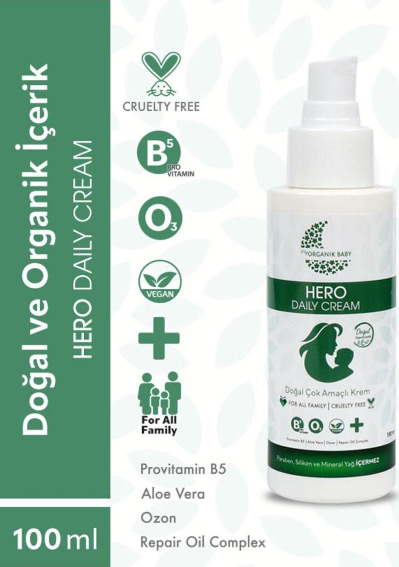 Çok Amaçlı Hero Daily Cream ( Krem)- %99 Doğal Içerik Provitamin B5 Içeriği Anlık Yatıştırıcı 100ml