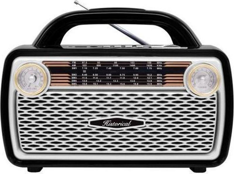 Historical FM Radyo ve Bluetooth Hoparlör Gümüş