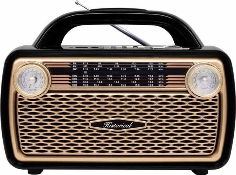 Historical FM Radyo ve Bluetooth Hoparlör Gold