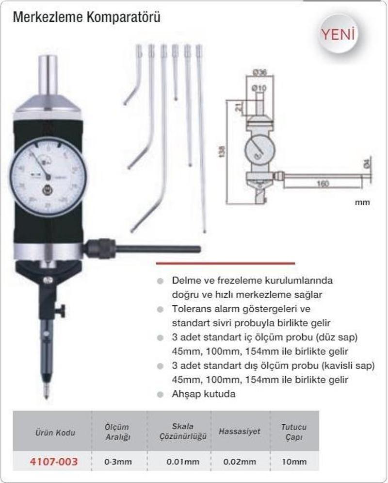 Merkezleme Komparatörü 0-3mm 0.01mm