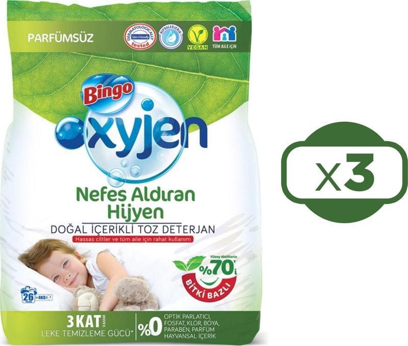 Oksijen Doğal Içerikli Toz Çamaşır Deterjanı 4 kg x 3 Adet