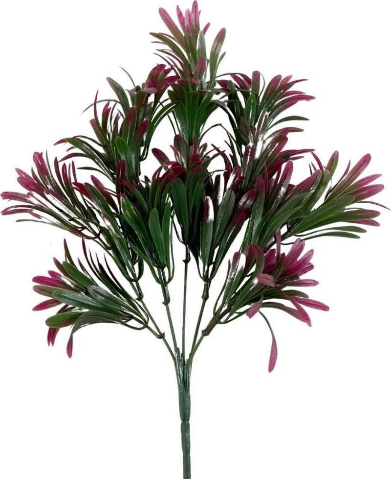 Yapay Çiçek Yeşil Bordo Renk Podocarpus Demeti 7dal 48 Çiçek Garnitür Aradal Dekoratif Yapay Bitki