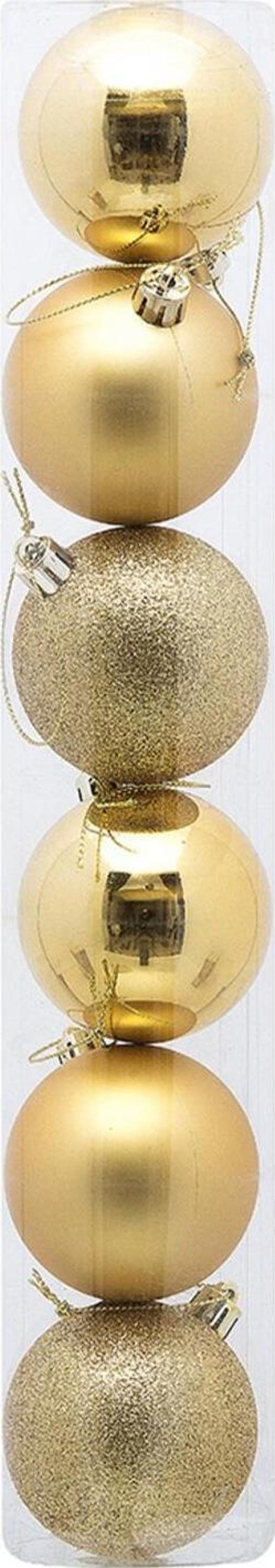 Yılbaşı Ağacı Süsleri 4 cm ALTIN GOLD Top Süs 6 lı Paket ALTIN GOLD Yeni Yıl Süsleri