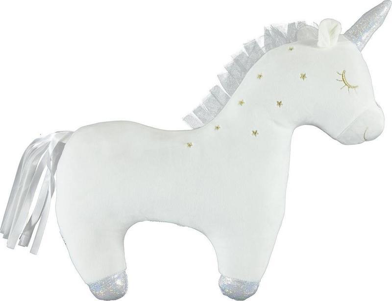 Unicorn Peluş Soft Yastık Tek Boynuzlu At Peluş BEYAZ 35cm