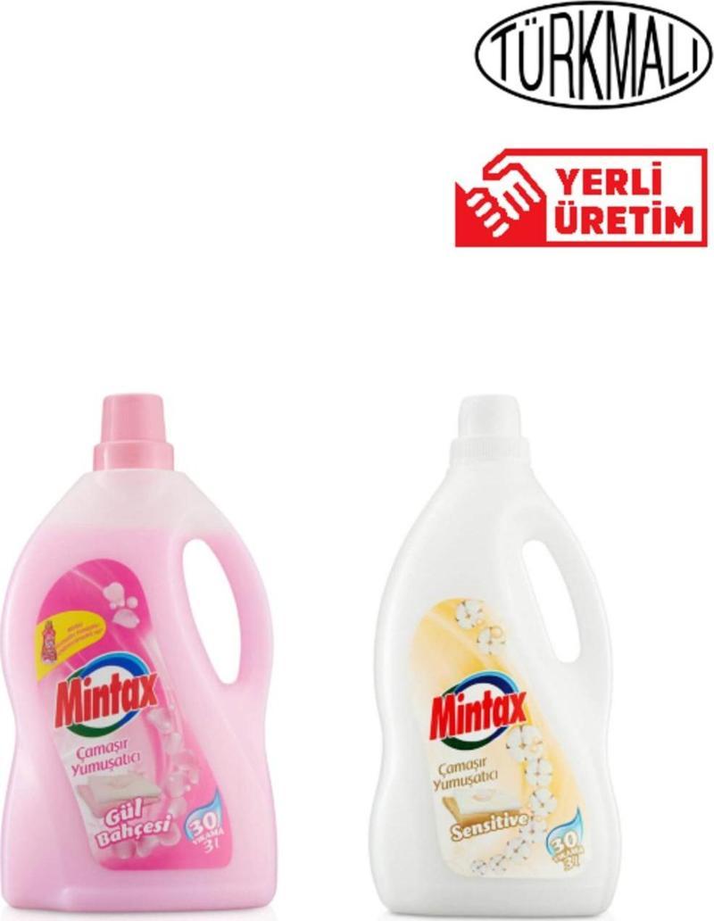 Mintax Çamaşır Yumuşatıcısı 3 Lt Gül Bahçesi + 3 Lt Sensitive