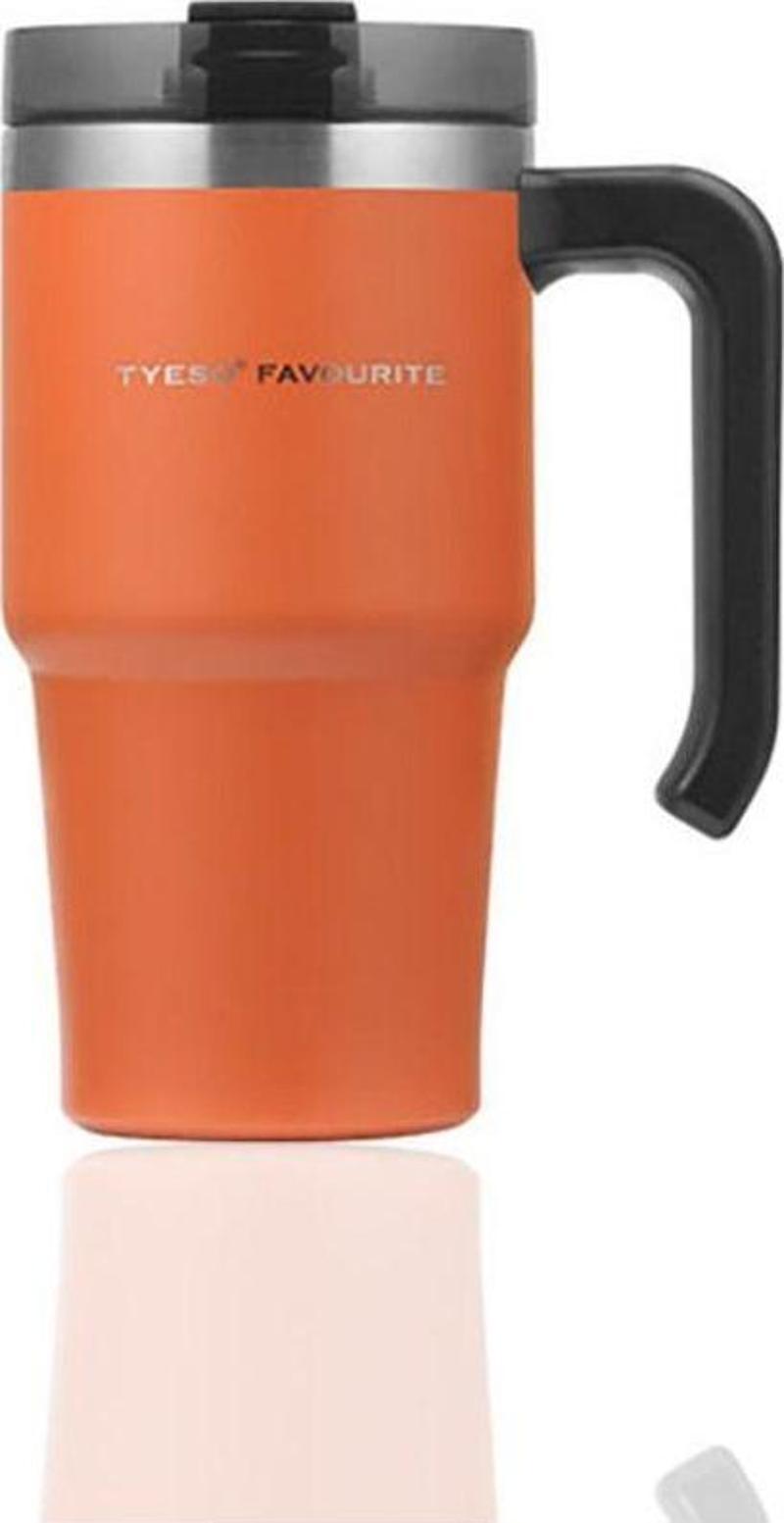 Termos Maxus Mug Vaku Mlu Çift Duvarlı Isı Yalıtı Mlı Pipetli 600 Ml Turuncu