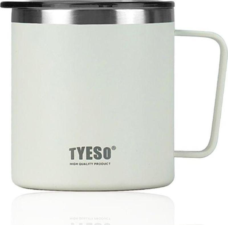 Termos Silviya Mug Vaku Mlu Paslanmaz Çift Duvarlı Termal Kapaklı 400 Ml Beyaz