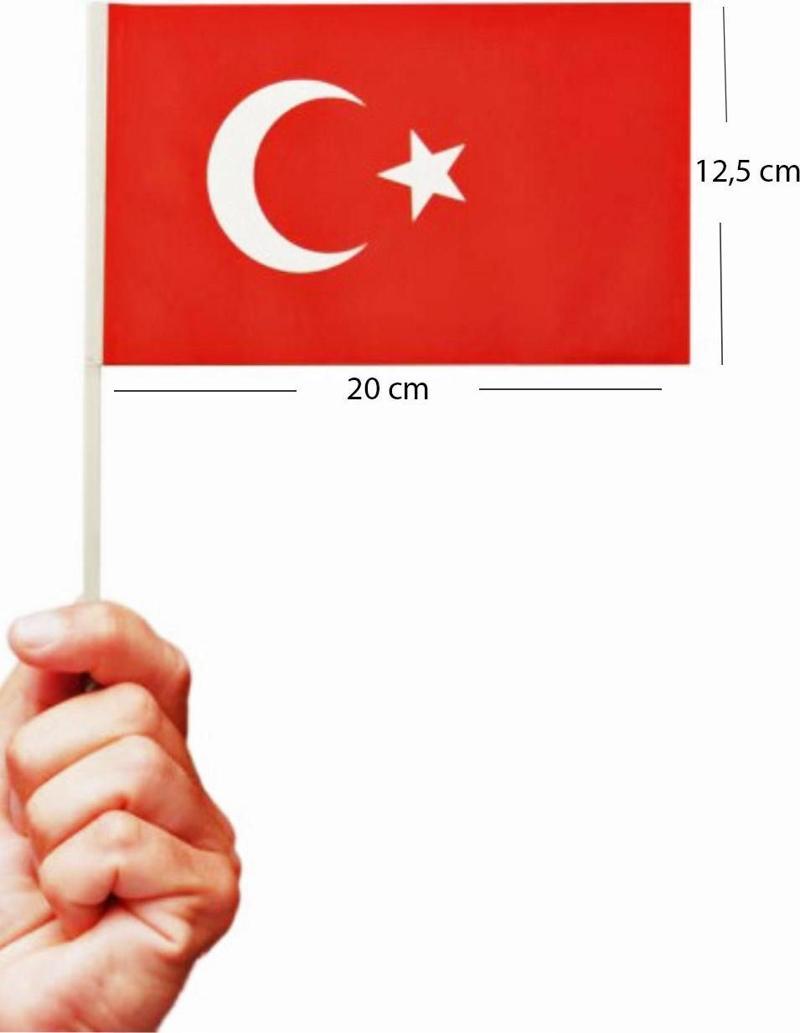 Küçük Boy Çıtalı Bayrak Türk Bayraklı Çıtalı Bayrak - 10 Adet