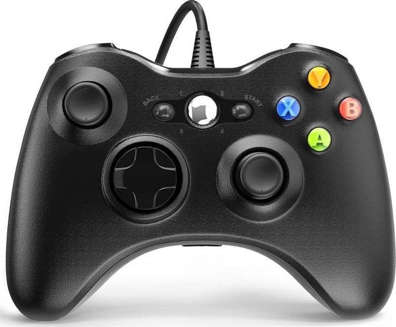 PLAY X PC , XBOX 360 Uyumlu Kablolu Wired Oyun Kolu Gamepad Controller Siyah