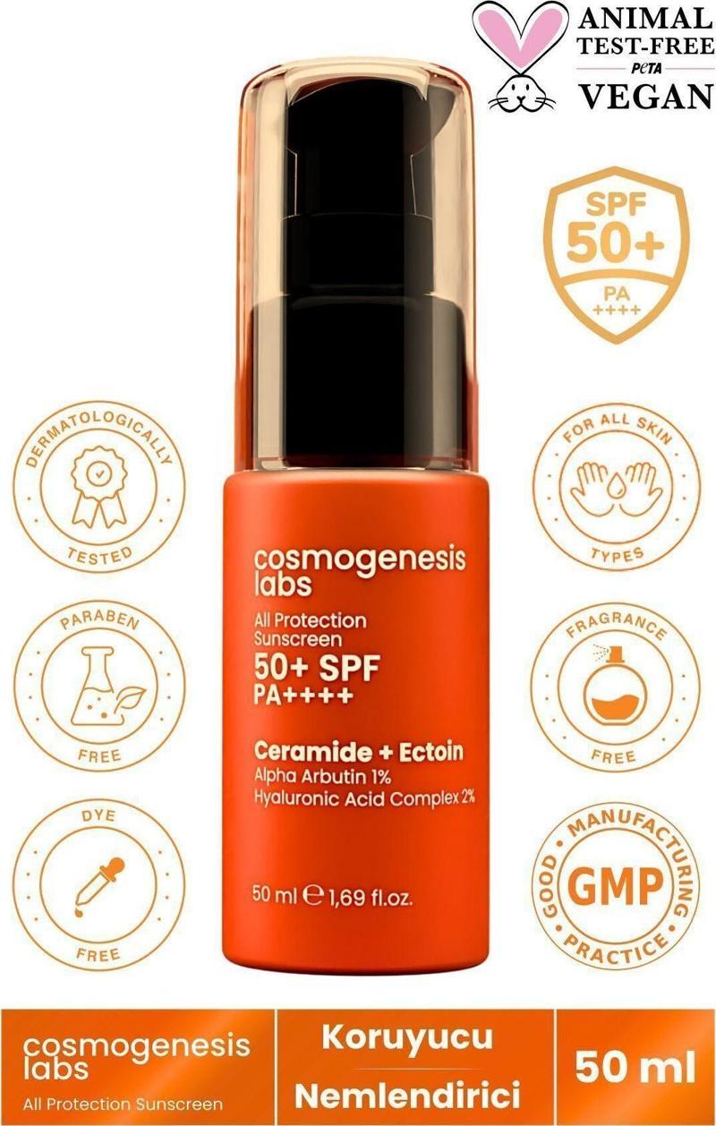 Yüksek Koruma 50+ SPF Yüz ve Vücut Güneş Kremi 50ml Vegan Kore Filtre Nemlendirici Leke Karşıtı