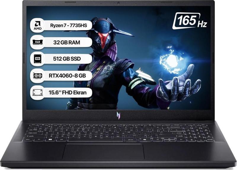 Nitro V15 ANV15-41 AMD R7 7735HS 32GB 512GB SSD RTX4060-8GB Dos 15.6 FHD 165Hz Notebook NH.QSFEY.003