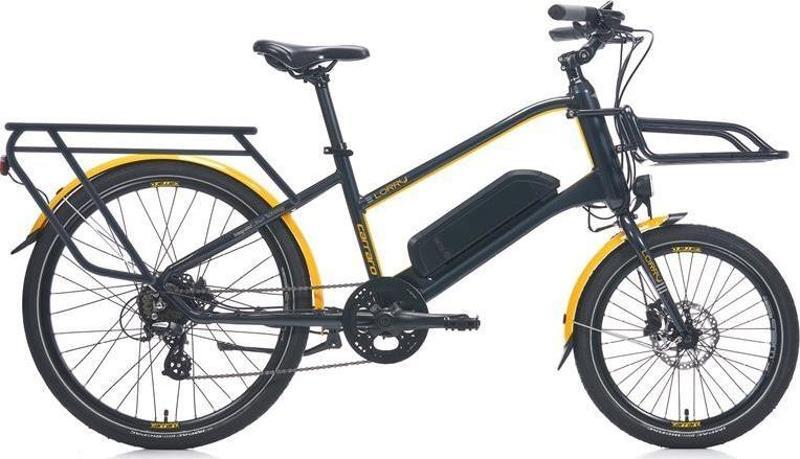 E-LINE eLORRY 2.1 UNISEX MİNİ VELO BİSİKLET 406H HD 26 JANT 7 VİTES MAT SİYAH SARI GRİ