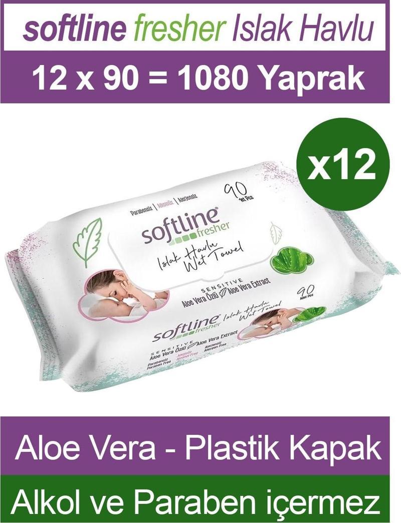 Fresher Sensitive 90 Yaprak 12 Paket Islak Mendil Aloevera Özlü