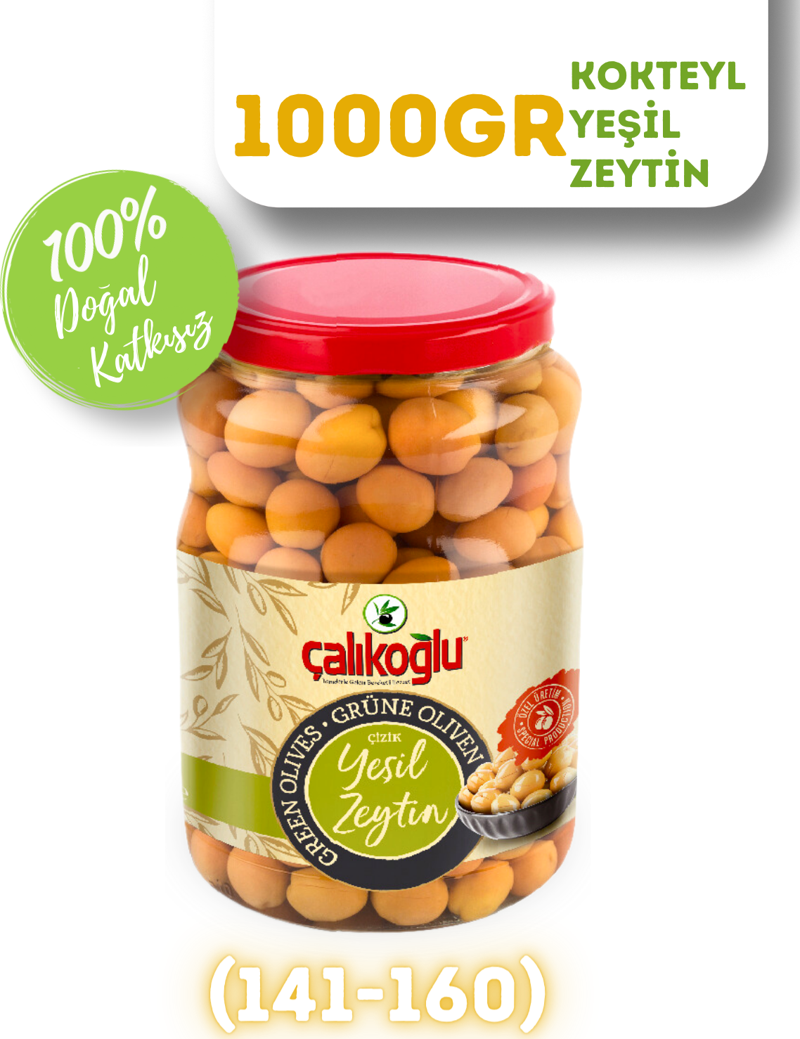 Doğal Kokteyl Yeşil Zeytin 1 kg (141-160)