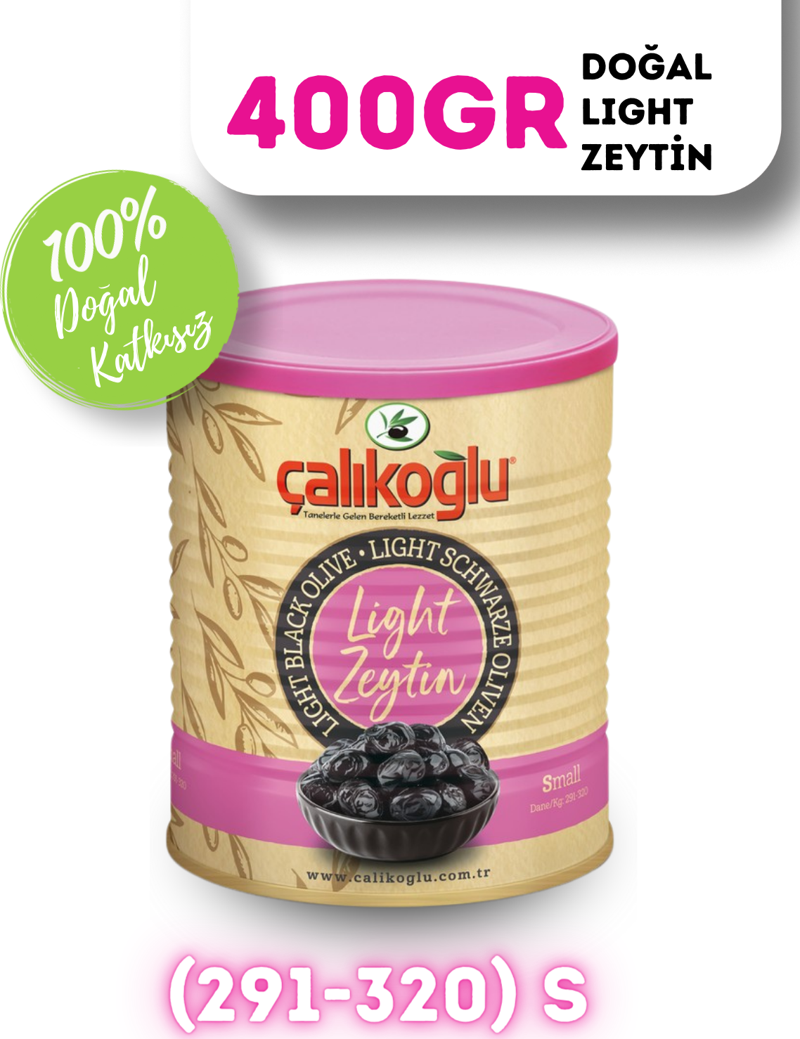 Doğal Light Siyah Zeytin 400 gr (291-320) S