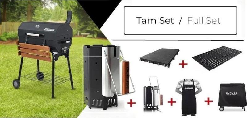 Cg-075 Kömürlü Barbekü Mangal Tam Set- Siyah Renk