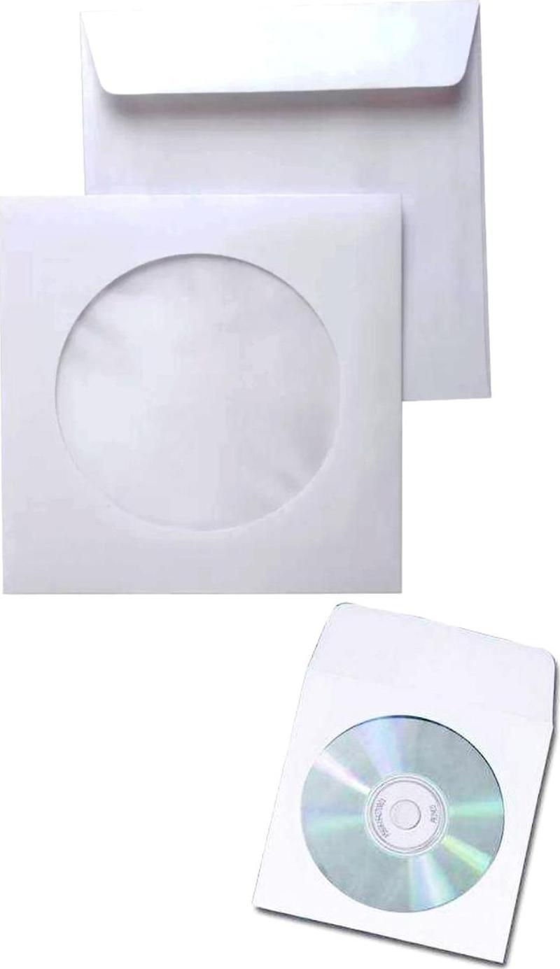 CD Zarfı Pencereli CD / DVD  Zarf Beyaz Zarf - 20 Adet