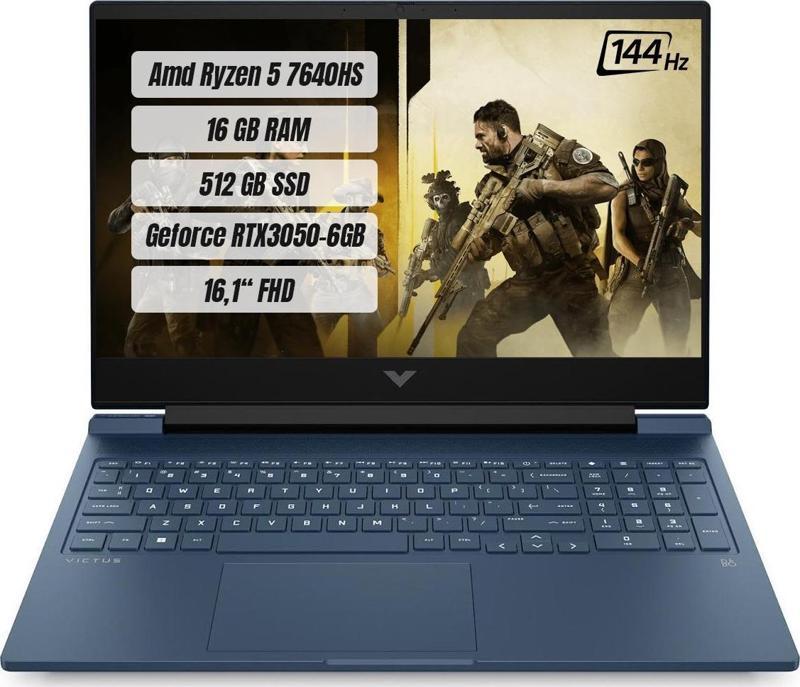 Victus 16-S0032NT AMD R5 7640HS 16GB 512GB SSD RTX3050-6GB Freedos 16.1" 144 Hz FHD Taşınabilir Bilgisayar 7Z4N2EA