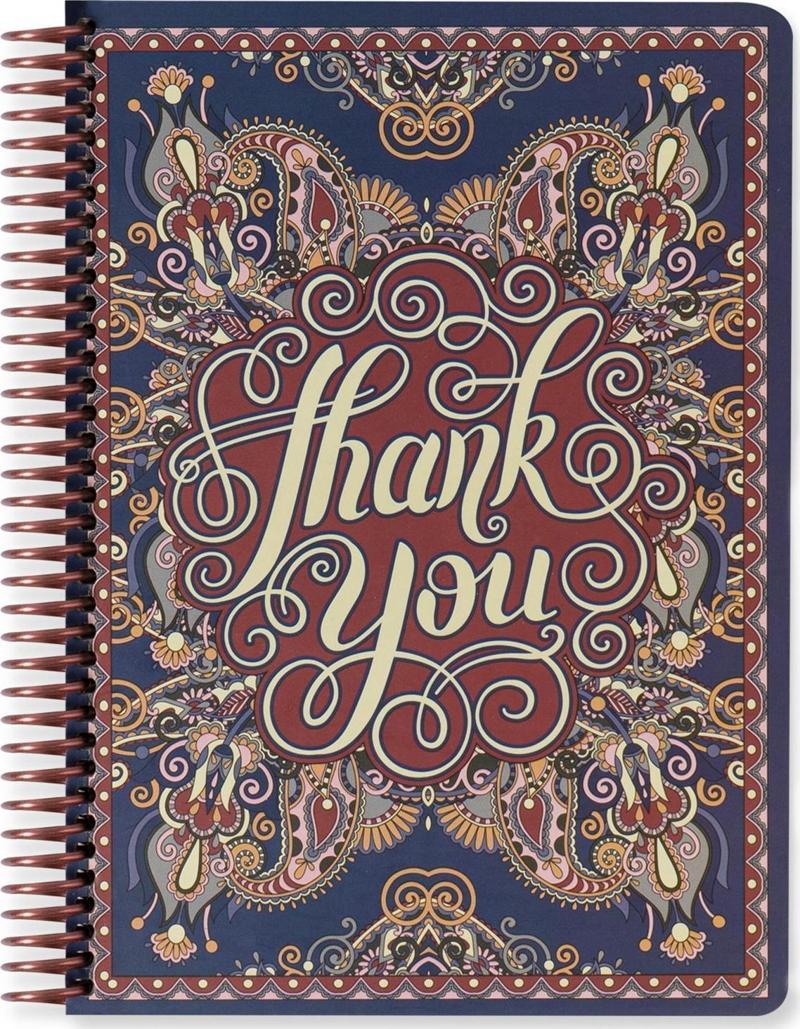 Çizgili Sert Kapak Spiralli Wallart Defter Thank You 17x24