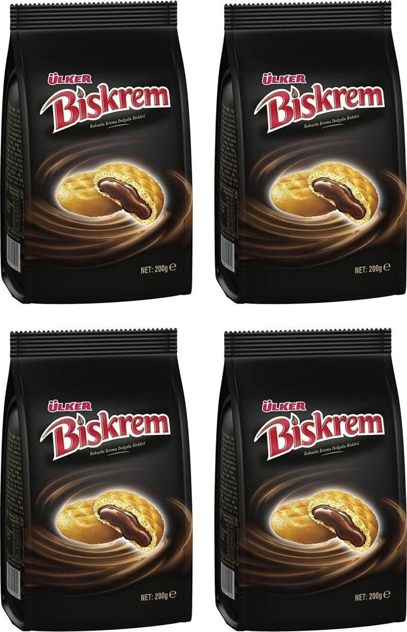 Biskrem Kakaolu Krema Dolgulu Bisküvi 200 gr x 4 Adet