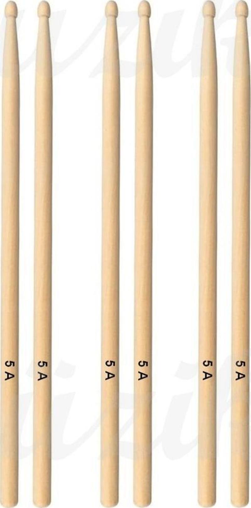 Baget - Davul - 3 Çift Bateri Bageti Drumsticks 5a Pürüzsüz Yüzey